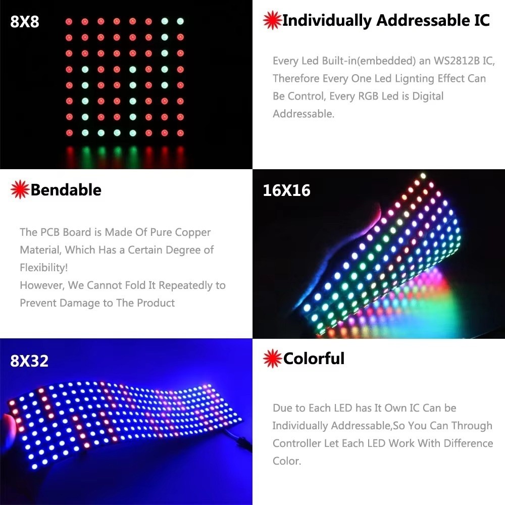 Полноцветная RGB LED-панель WS – обзор и цена Rgb Led Matrix 8X8